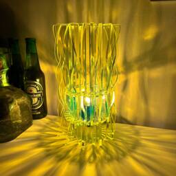 Neon Yellow Acrylic Wavy Table Lamp Modern Abstract Design - thumbnail 1