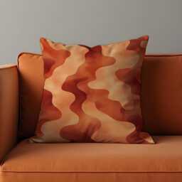Wavy Retro Throw Pillow Cover, Abstract Earth Tone Cushion 70S Style Mid-Century Modern Accent, Sofa, Couch Or Bedroom Decor - thumbnail 1