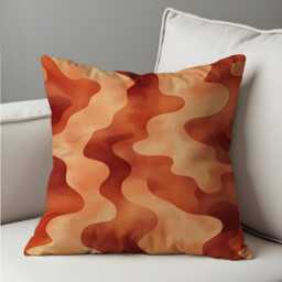 Wavy Retro Throw Pillow Cover, Abstract Earth Tone Cushion 70S Style Mid-Century Modern Accent, Sofa, Couch Or Bedroom Decor - thumbnail 3