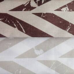 Printed Linen Curtains, Rod Pocket Chevron Curtain Panels, Zigzag Drapes - thumbnail 2