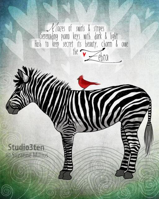 Zebra Art, Theme, Safari Themed Nursery, Zoo Animals, Print, Painting, Bag, Jungle Print With Cardinal - image 1