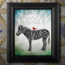 Zebra Art, Theme, Safari Themed Nursery, Zoo Animals, Print, Painting, Bag, Jungle Print With Cardinal - thumbnail 3