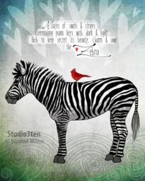 Zebra Art, Theme, Safari Themed Nursery, Zoo Animals, Print, Painting, Bag, Jungle Print With Cardinal - thumbnail 1