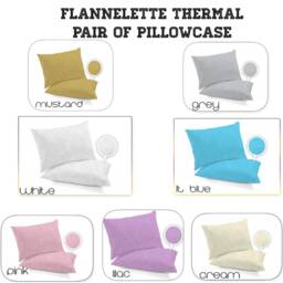 Flannelette Pair Of Pillowcase 100%brushed Cotton Thermal Soft Pillow Cover 6 Beautiful Colors Size 19 - thumbnail 2