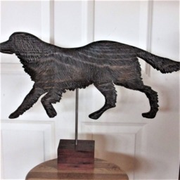 Folk Art Weather Vane Carved Wood Dog Retriever Signed Artist Sr Tyler Primitive Carving Realistic Irish Setter - thumbnail 3
