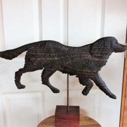 Folk Art Weather Vane Carved Wood Dog Retriever Signed Artist Sr Tyler Primitive Carving Realistic Irish Setter - thumbnail 2
