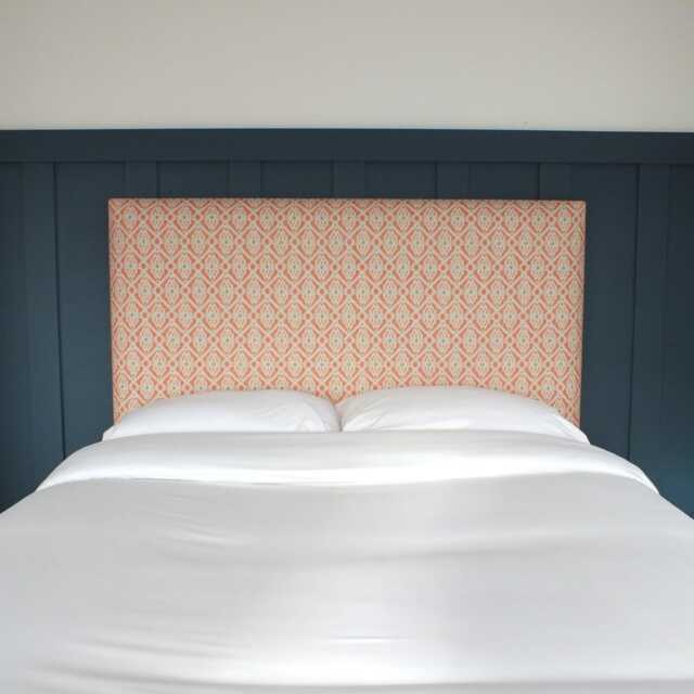 Upholstered Headboard in Orange Ikat Fabric - Single Double King Size Super - image 1