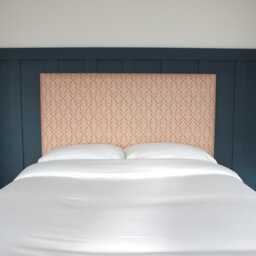 Upholstered Headboard in Orange Ikat Fabric - Single Double King Size Super - thumbnail 1