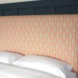 Upholstered Headboard in Orange Ikat Fabric - Single Double King Size Super - thumbnail 2
