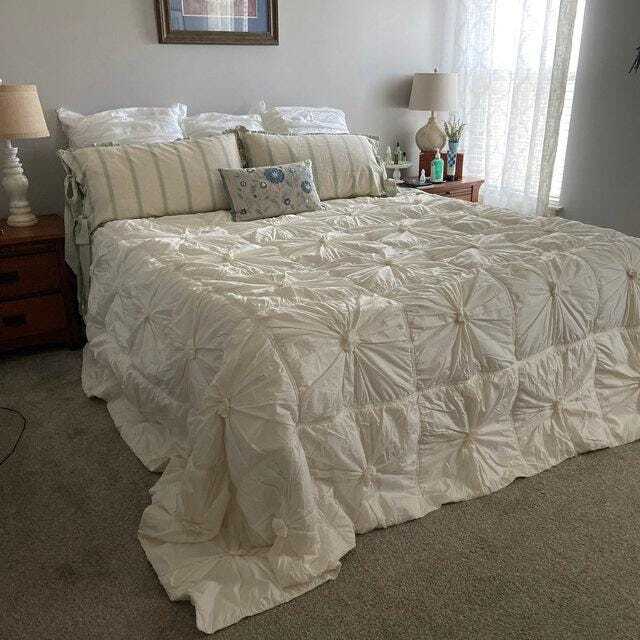Handmade Ruched Rosette Duvet Cover Shabby Chic Cotton Bedding Custom Nurdanceyiz - image 1