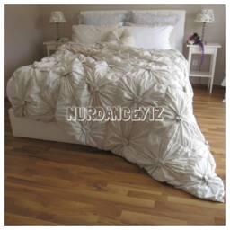 Handmade Ruched Rosette Duvet Cover Shabby Chic Cotton Bedding Custom Nurdanceyiz - thumbnail 2
