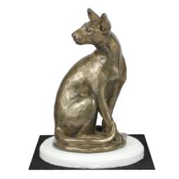 Egyptian Cat On White Wooden Base Statue, Limited Edition, Artdog - thumbnail 2