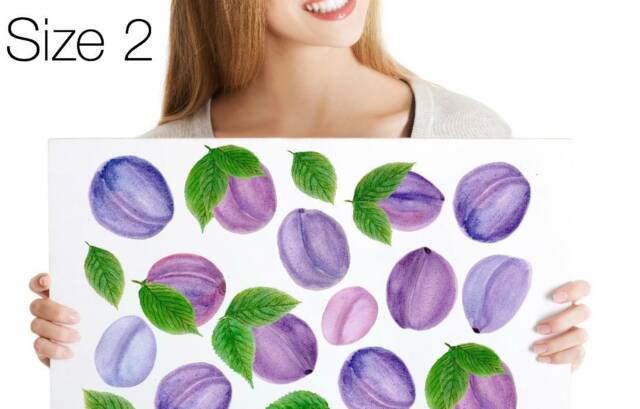 Wall Decals Plums 18-Set, Kitchen D??cor, Tile Decals, Furniture Hand-Painted Plum Home By Easysweethome - image 1