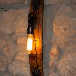 Rustic Wine Barrel Wall Sconce Wood & Metal Light Fixture - thumbnail 4