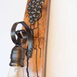 Rustic Wine Barrel Wall Sconce Wood & Metal Light Fixture - thumbnail 3