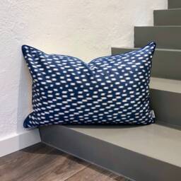 Silk Ikat Pillow Cover Newbie Blue - Statement Cushion For Home Decor - thumbnail 1