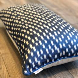 Silk Ikat Pillow Cover Newbie Blue - Statement Cushion For Home Decor - thumbnail 2