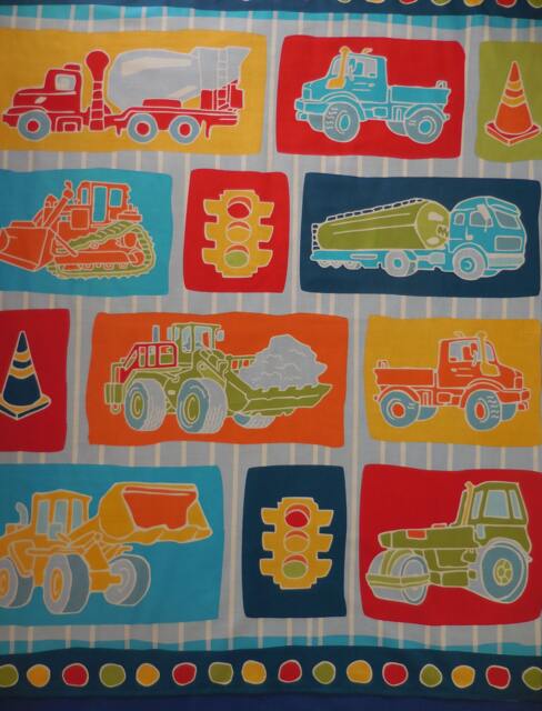 Wall Hanging Fabric Panel With Trucks - Construction Kids Room - image 1