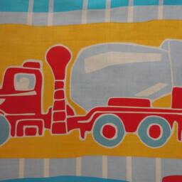 Wall Hanging Fabric Panel With Trucks - Construction Kids Room - thumbnail 2