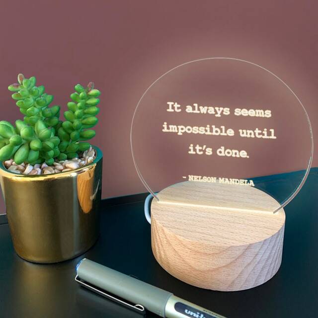 Engraved Usb Mini Desk Lamp - Inspirational Quotes Gifts For Men Women Home Office Accessories 7 Light Colour Options - image 1