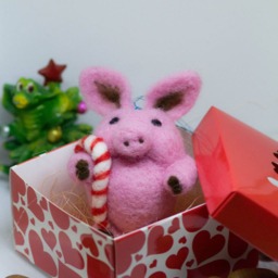 Christmas Ornament Felted Pig Decor Decoration, Woodland Ornament, Gift - thumbnail 2