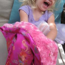 "Hot Pink Silky Baby Blanket, ""Princess" - thumbnail 3