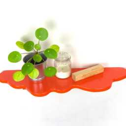 Aesthetic Shelf - Orange Shelf, Plant Floating Wavy Funky Decor, Eclectic Home Decor - thumbnail 3