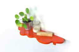 Aesthetic Shelf - Orange Shelf, Plant Floating Wavy Funky Decor, Eclectic Home Decor - thumbnail 1