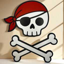 Pirate Skull Wall Decor Red Bandana, Nautical Kids Room - thumbnail 1