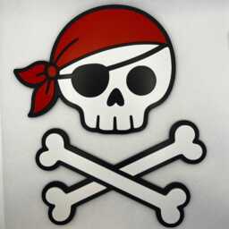 Pirate Skull Wall Decor Red Bandana, Nautical Kids Room - thumbnail 3