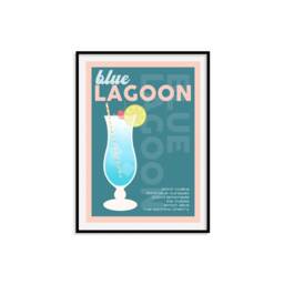Blue Lagoon Cocktail Recipe Print - Bar Prints, Retro Print, Gifts, Cart, Eclectic Decor - thumbnail 3