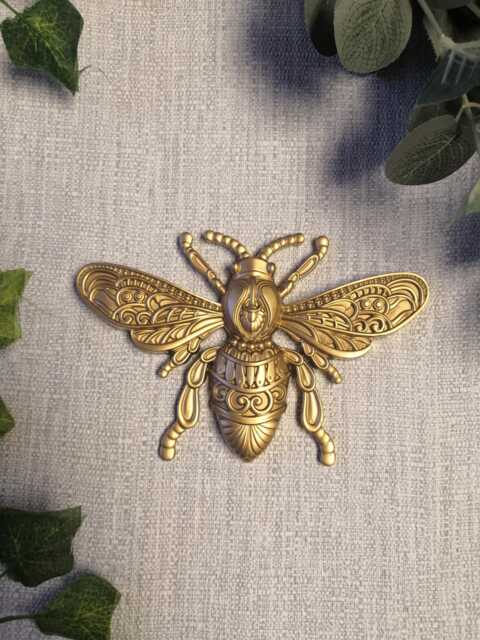 Gold Bee Wall Hanging, Insect Art, Honey Decor, Unusual Gift, Bee, Gallery Entomology Decor - image 1