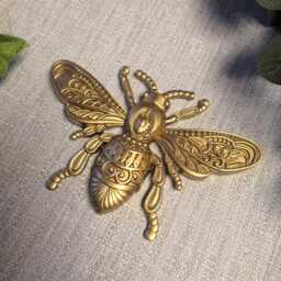 Gold Bee Wall Hanging, Insect Art, Honey Decor, Unusual Gift, Bee, Gallery Entomology Decor - thumbnail 2