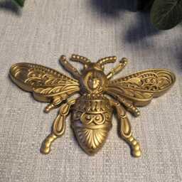 Gold Bee Wall Hanging, Insect Art, Honey Decor, Unusual Gift, Bee, Gallery Entomology Decor - thumbnail 3