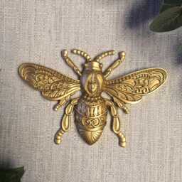 Gold Bee Wall Hanging, Insect Art, Honey Decor, Unusual Gift, Bee, Gallery Entomology Decor - thumbnail 4