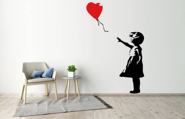 Girl With Red Balloon Large Wall Sticker Street Art Graffiti Vinyl Decal Decor Room - image 1