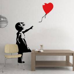 Girl With Red Balloon Large Wall Sticker Street Art Graffiti Vinyl Decal Decor Room - thumbnail 4