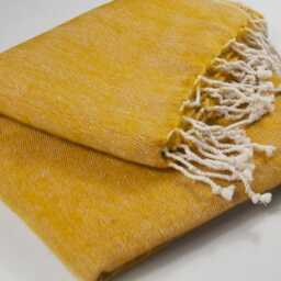 Handwoven Yellow Yak Wool Blend Blanket Oversized Boho Shawl - thumbnail 3