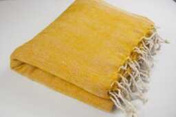 Handwoven Yellow Yak Wool Blend Blanket Oversized Boho Shawl