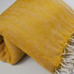 Handwoven Yellow Yak Wool Blend Blanket Oversized Boho Shawl - thumbnail 2
