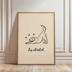 Golden Retriever Big Stretch Dog Wall Art Print, Fun Art, Playful Pet Cute Poster, Minimalist, Trendy, Illustration - thumbnail 1