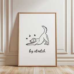 Golden Retriever Big Stretch Dog Wall Art Print, Fun Art, Playful Pet Cute Poster, Minimalist, Trendy, Illustration - thumbnail 2