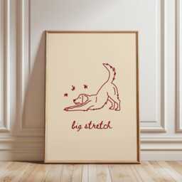 Golden Retriever Big Stretch Dog Wall Art Print, Fun Art, Playful Pet Cute Poster, Minimalist, Trendy, Illustration - thumbnail 3
