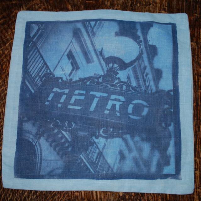 Paris Metro Art Nouveau Sign Ephemera Photo Linen Pillowcase Cover Ooak - image 1