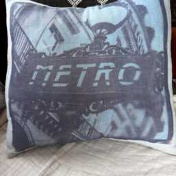 Paris Metro Art Nouveau Sign Ephemera Photo Linen Pillowcase Cover Ooak - thumbnail 3