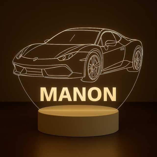 Personalized Ferrari Led Lamp Custom Name Racing Car Night Light - image 1