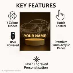 Personalized Ferrari Led Lamp Custom Name Racing Car Night Light - thumbnail 2