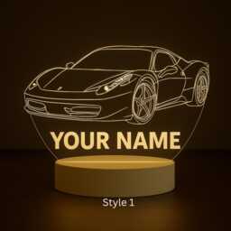 Personalized Ferrari Led Lamp Custom Name Racing Car Night Light - thumbnail 3