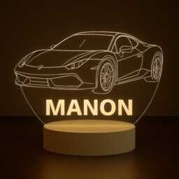 Personalized Ferrari Led Lamp Custom Name Racing Car Night Light - thumbnail 1