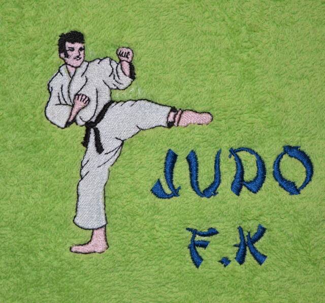 Towel Bath Judo Martial Arts Motif & Name Embroidered - image 1